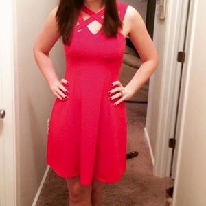 Euc red straps peep back dress